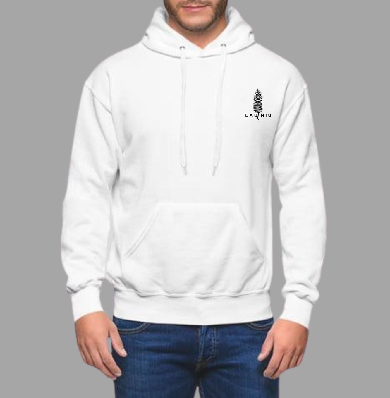 Sweat capuche poche kangourou mixte Blanc